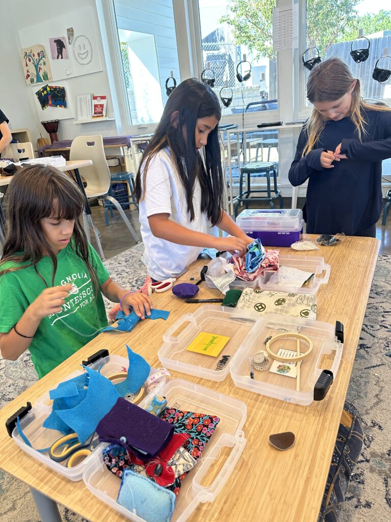 Magnolia Montessori for all - public Montessori school - sewing in upper elementary
