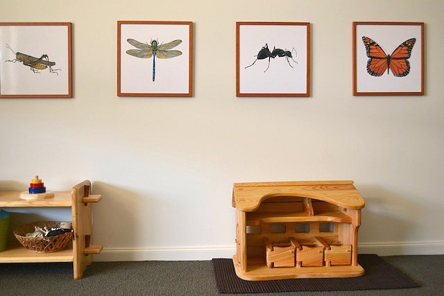 Montessori artwork at child's height