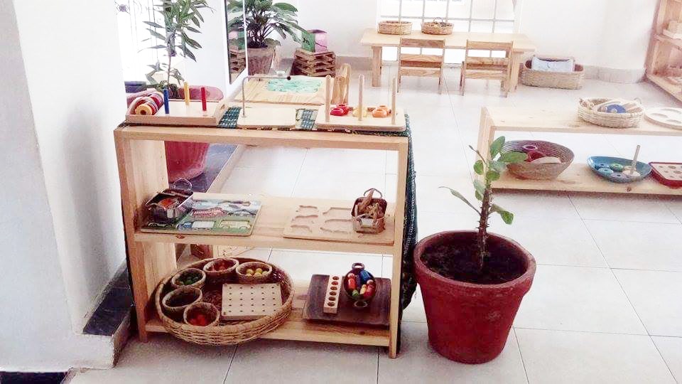 Montessori shelves Montessori classroom Gambia