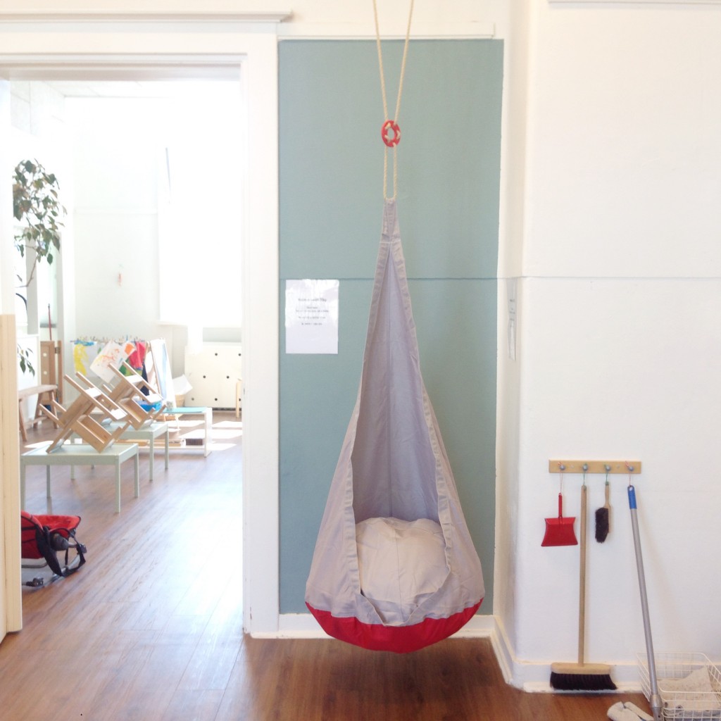 hanging chair in the classroom by Simone Davies of www.themontessorinotebook.com