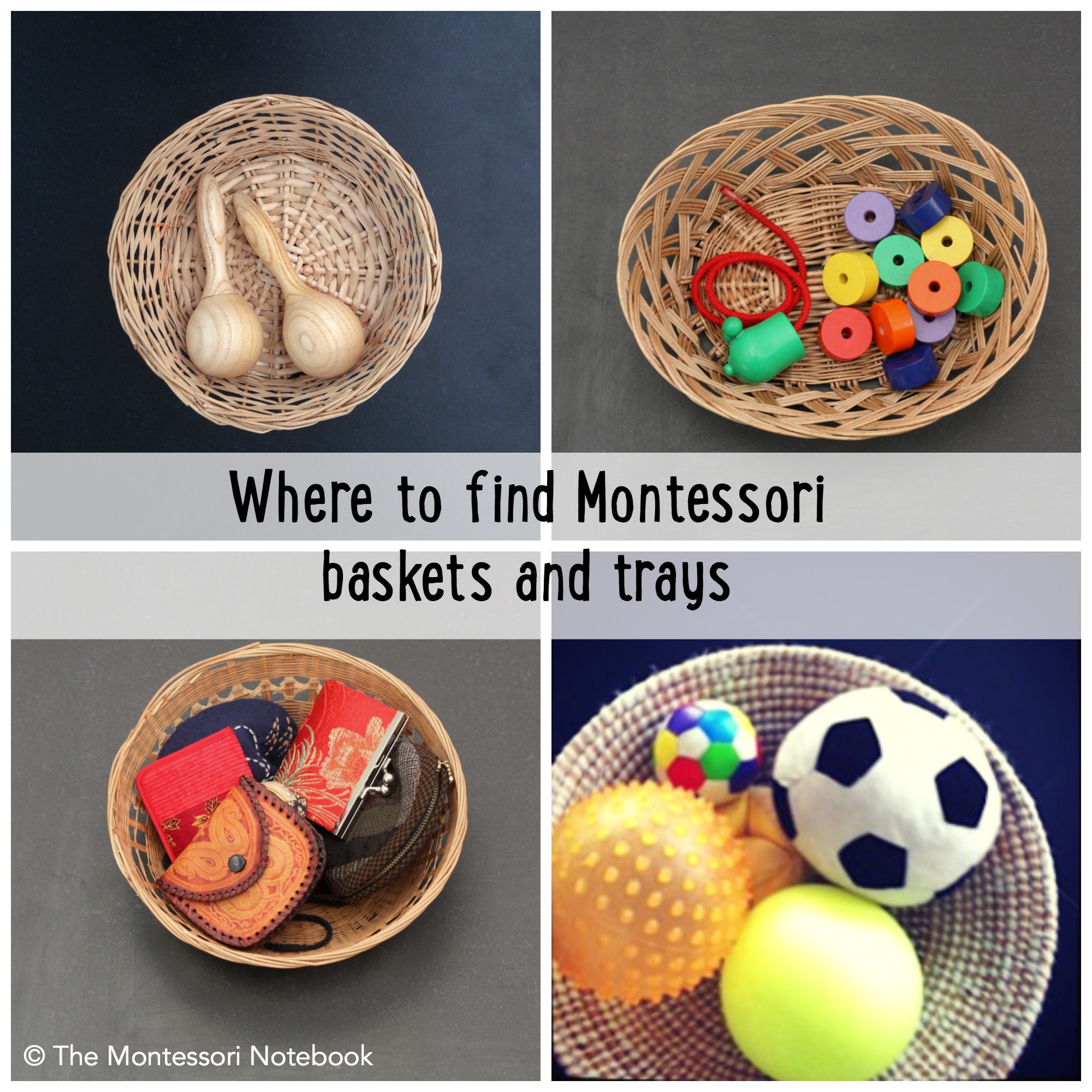 where to find Montessori baskets and trays