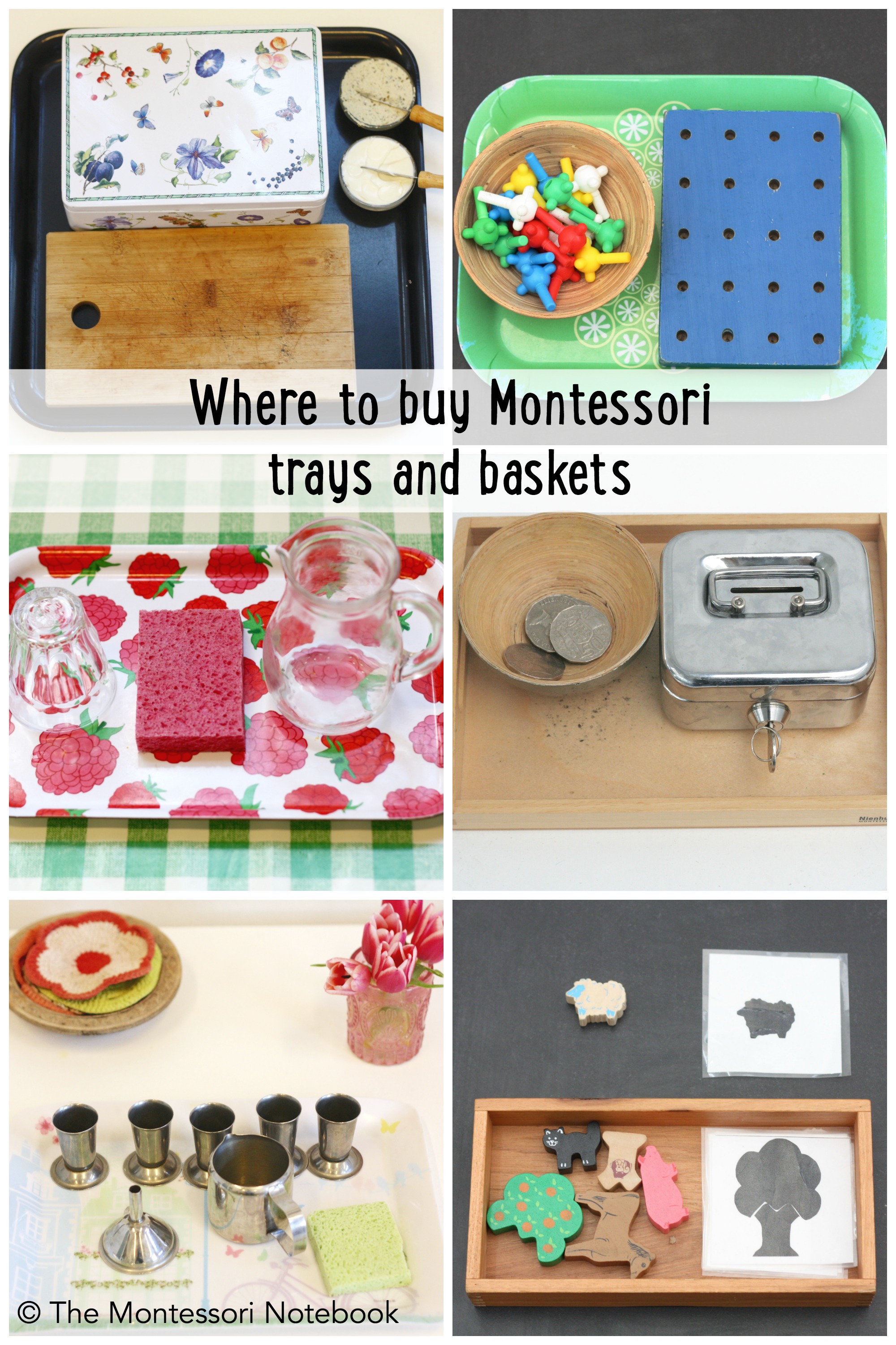 where to find Montessori baskets and trays::The Montessori Notebook
