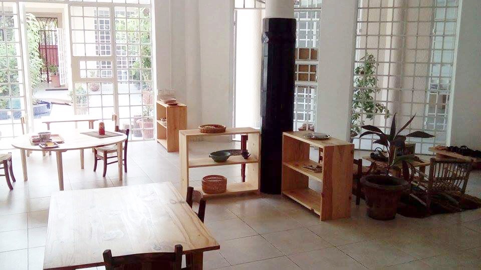 wooden furniture Montessori classroom Gambia
